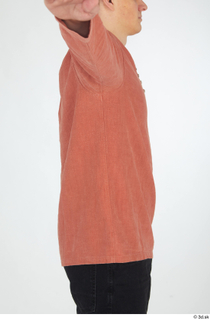 Brett casual dressed orange linen shirt upper body 0007.jpg